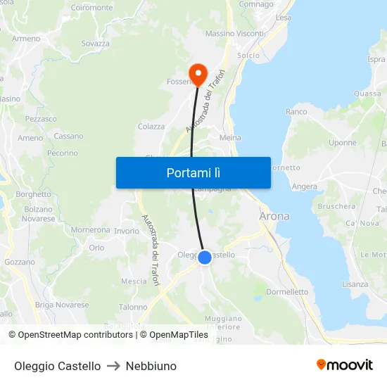 Oleggio Castello to Nebbiuno map
