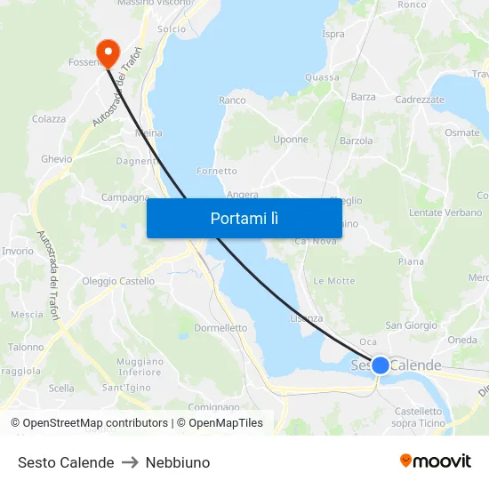 Sesto Calende to Nebbiuno map