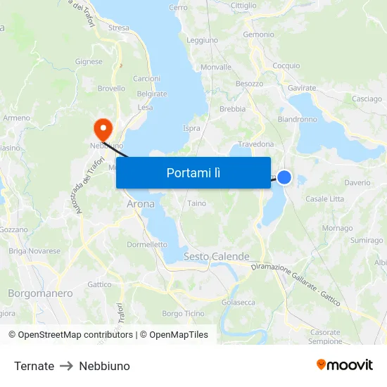 Ternate to Nebbiuno map