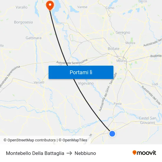 Montebello Della Battaglia to Nebbiuno map