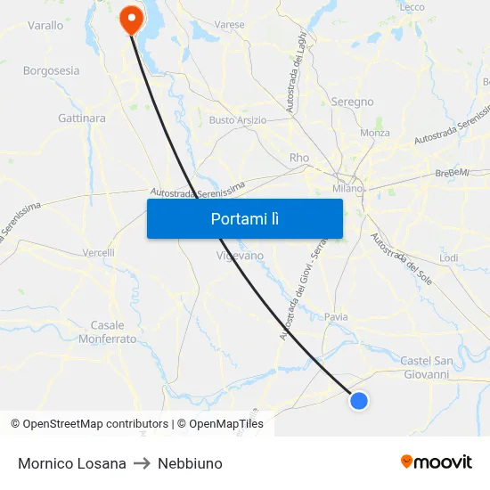 Mornico Losana to Nebbiuno map
