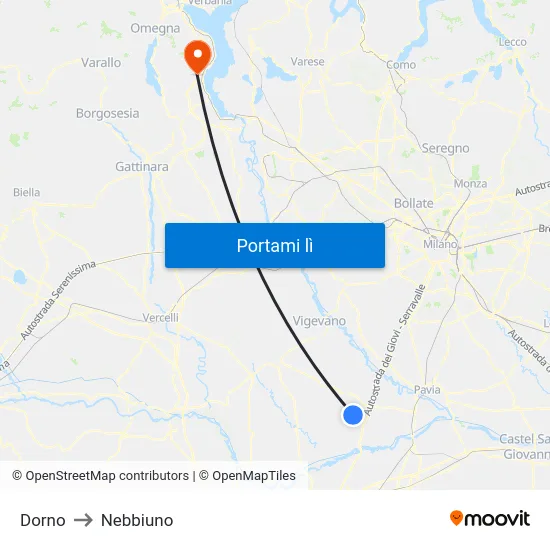 Dorno to Nebbiuno map