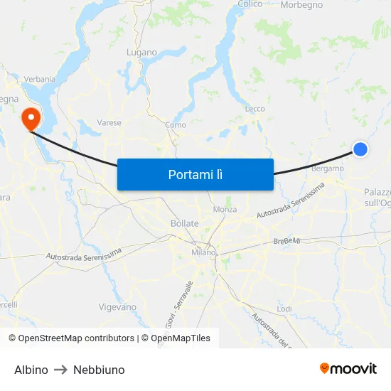 Albino to Nebbiuno map
