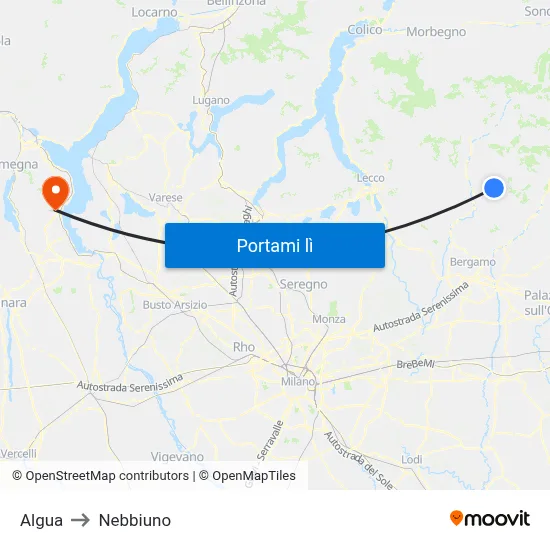 Algua to Nebbiuno map