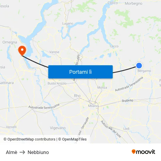 Almè to Nebbiuno map