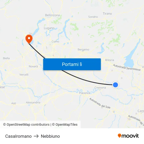 Casalromano to Nebbiuno map
