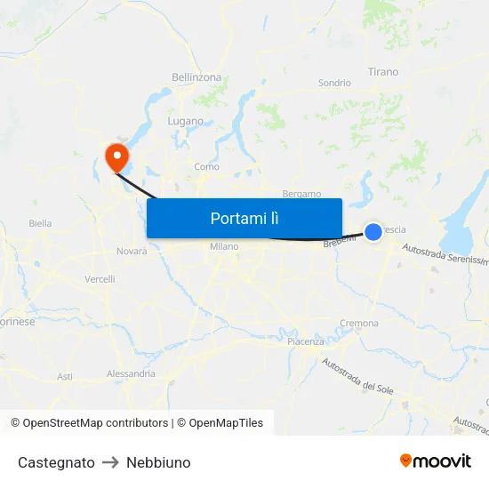 Castegnato to Nebbiuno map