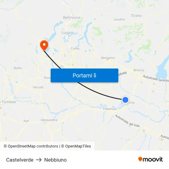 Castelverde to Nebbiuno map