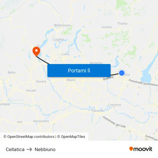 Cellatica to Nebbiuno map