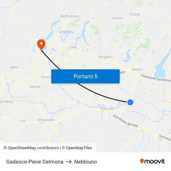 Gadesco-Pieve Delmona to Nebbiuno map