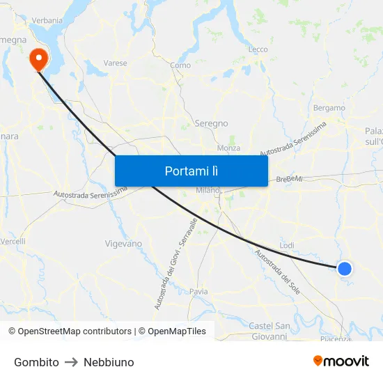 Gombito to Nebbiuno map