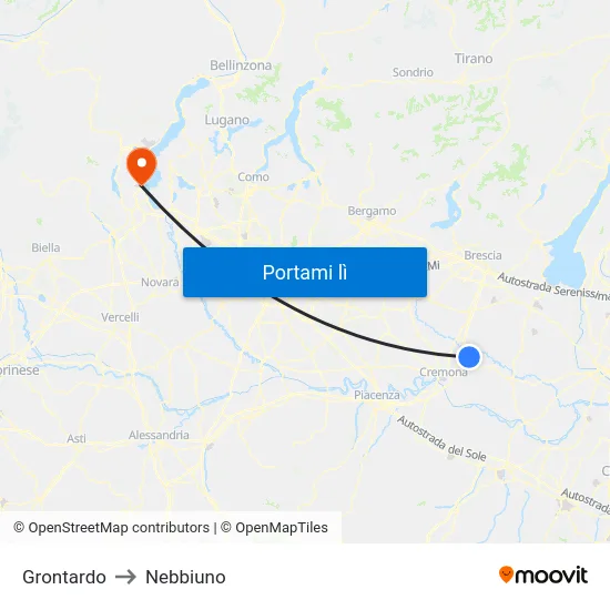 Grontardo to Nebbiuno map