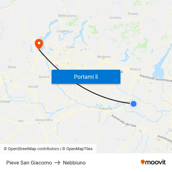 Pieve San Giacomo to Nebbiuno map