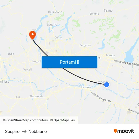 Sospiro to Nebbiuno map