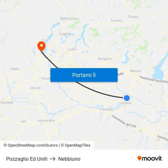 Pozzaglio Ed Uniti to Nebbiuno map