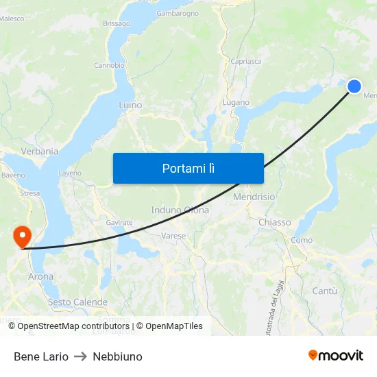 Bene Lario to Nebbiuno map