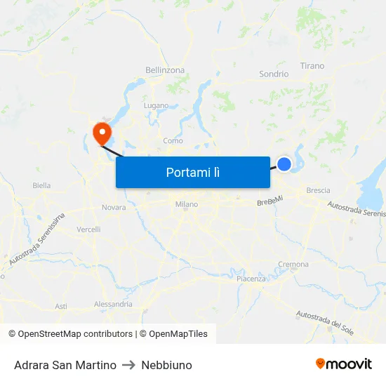 Adrara San Martino to Nebbiuno map