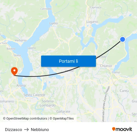 Dizzasco to Nebbiuno map