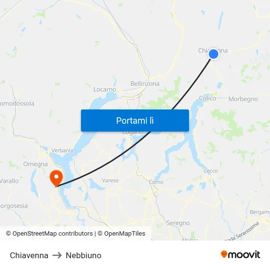Chiavenna to Nebbiuno map