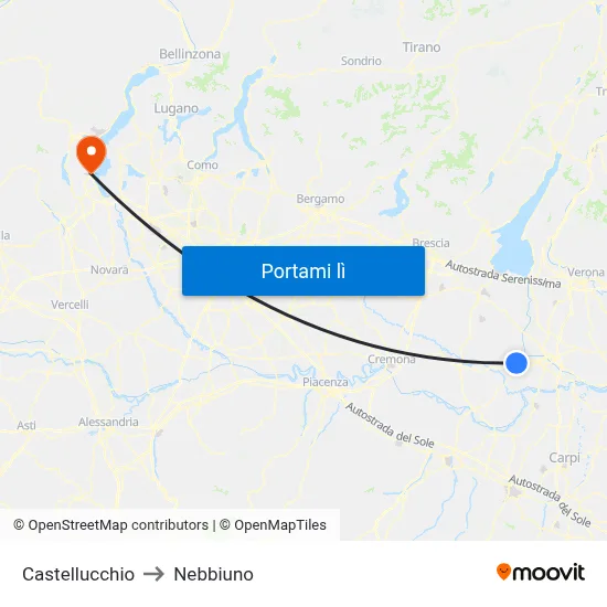 Castellucchio to Nebbiuno map