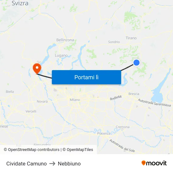 Cividate Camuno to Nebbiuno map