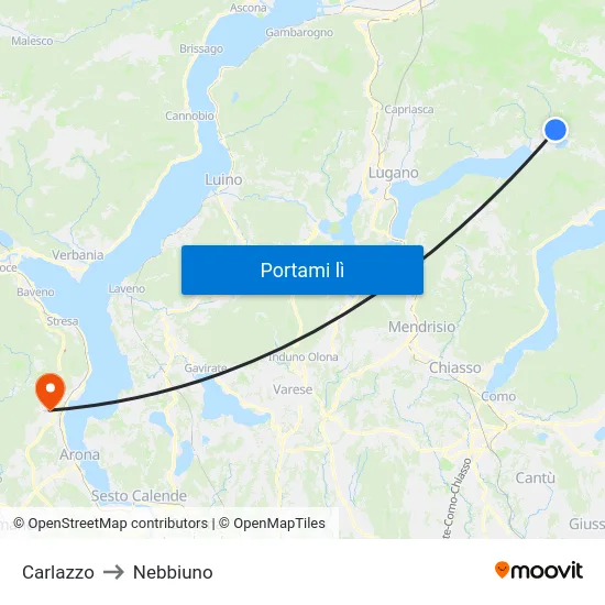 Carlazzo to Nebbiuno map