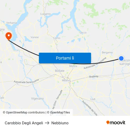 Carobbio Degli Angeli to Nebbiuno map