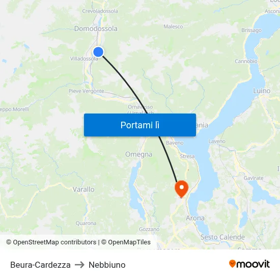 Beura-Cardezza to Nebbiuno map
