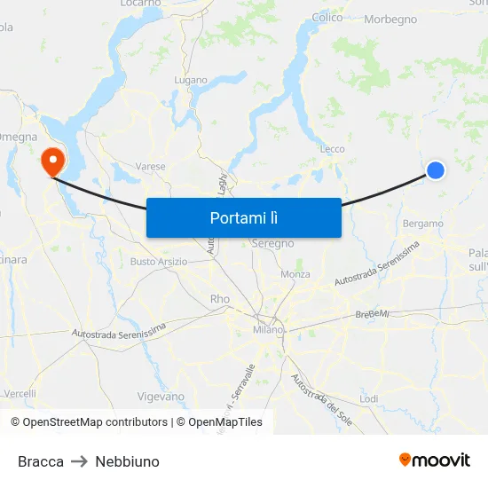 Bracca to Nebbiuno map