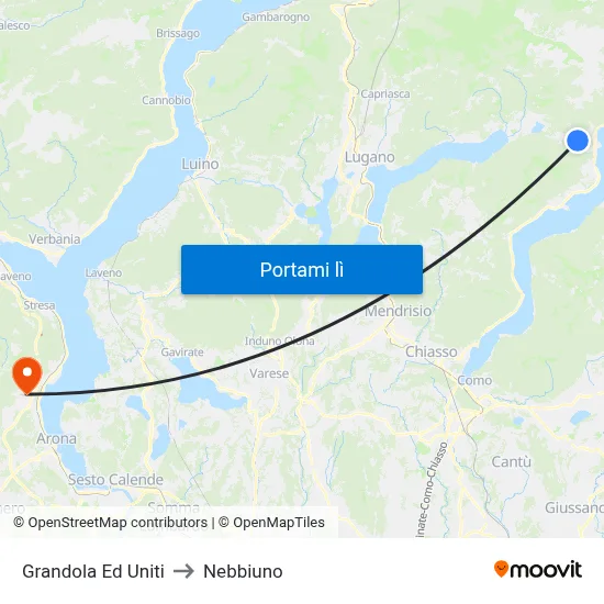 Grandola Ed Uniti to Nebbiuno map