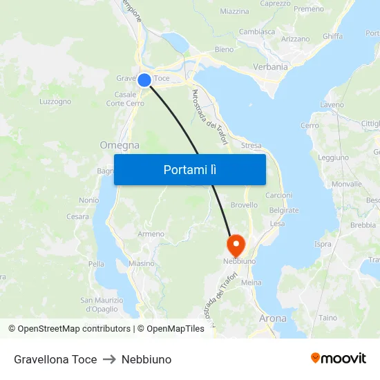 Gravellona Toce to Nebbiuno map