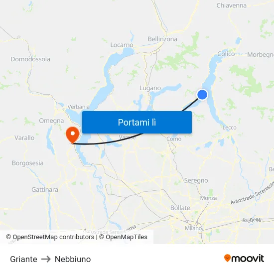 Griante to Nebbiuno map