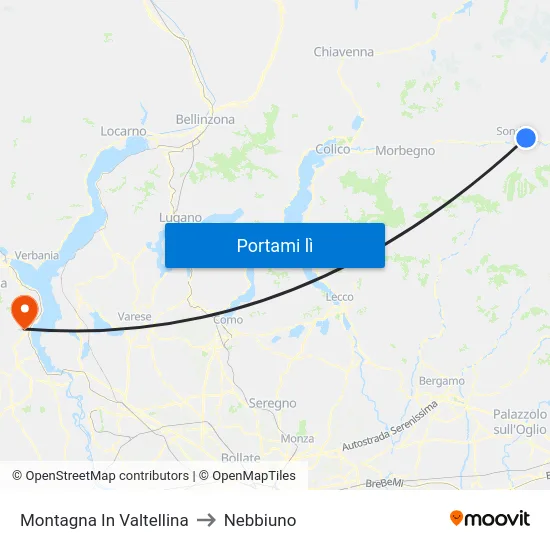 Montagna In Valtellina to Nebbiuno map