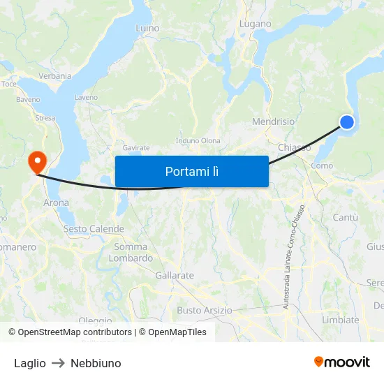 Laglio to Nebbiuno map