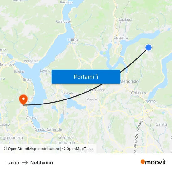 Laino to Nebbiuno map