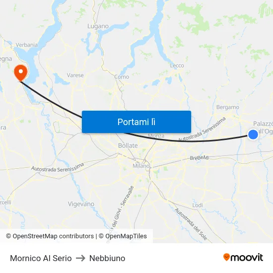 Mornico Al Serio to Nebbiuno map