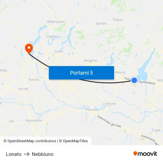 Lonato to Nebbiuno map
