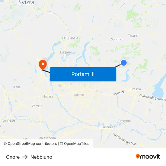 Onore to Nebbiuno map