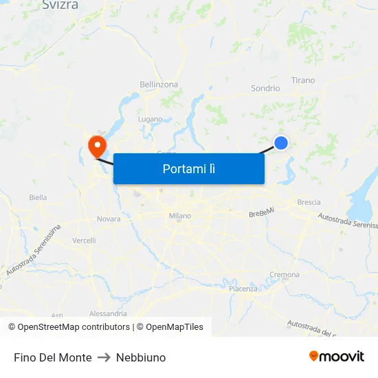 Fino Del Monte to Nebbiuno map