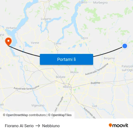 Fiorano Al Serio to Nebbiuno map