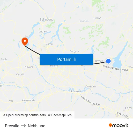 Prevalle to Nebbiuno map