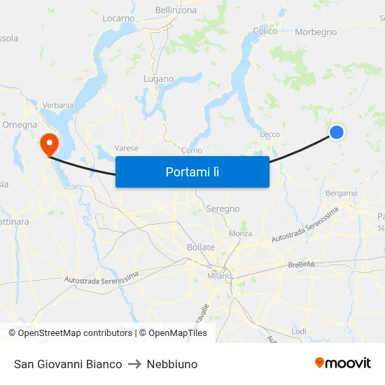 San Giovanni Bianco to Nebbiuno map