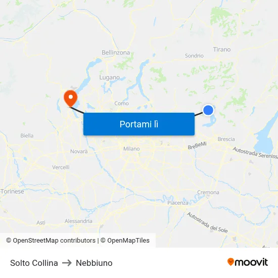 Solto Collina to Nebbiuno map