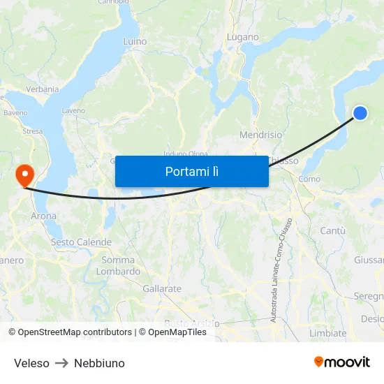 Veleso to Nebbiuno map