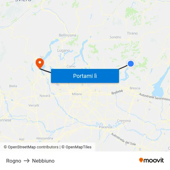 Rogno to Nebbiuno map