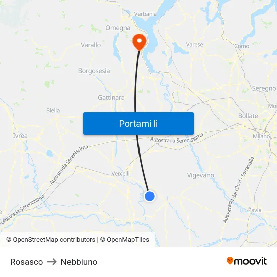 Rosasco to Nebbiuno map