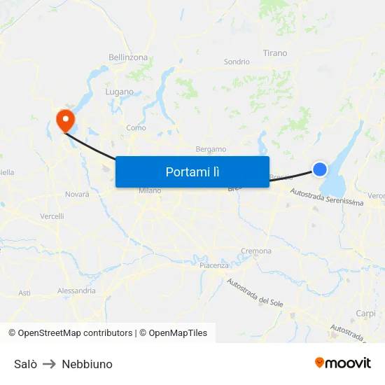 Salò to Nebbiuno map