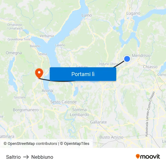Saltrio to Nebbiuno map