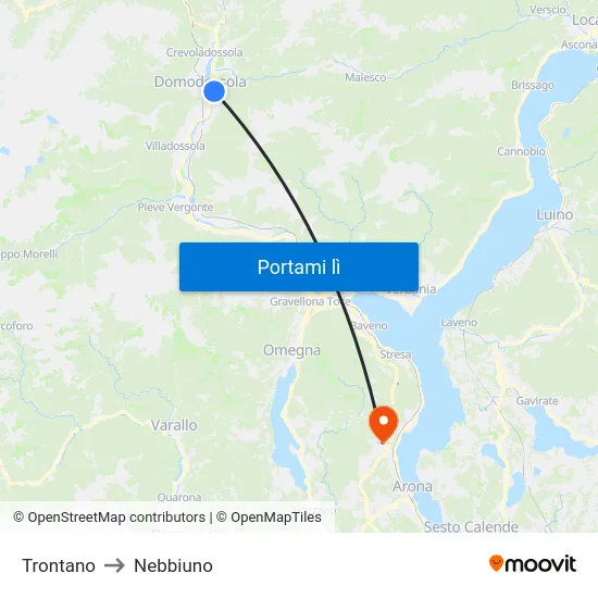 Trontano to Nebbiuno map