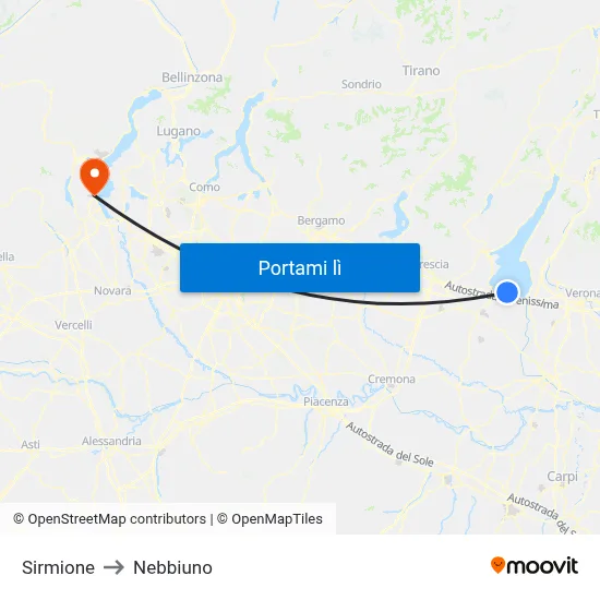 Sirmione to Nebbiuno map